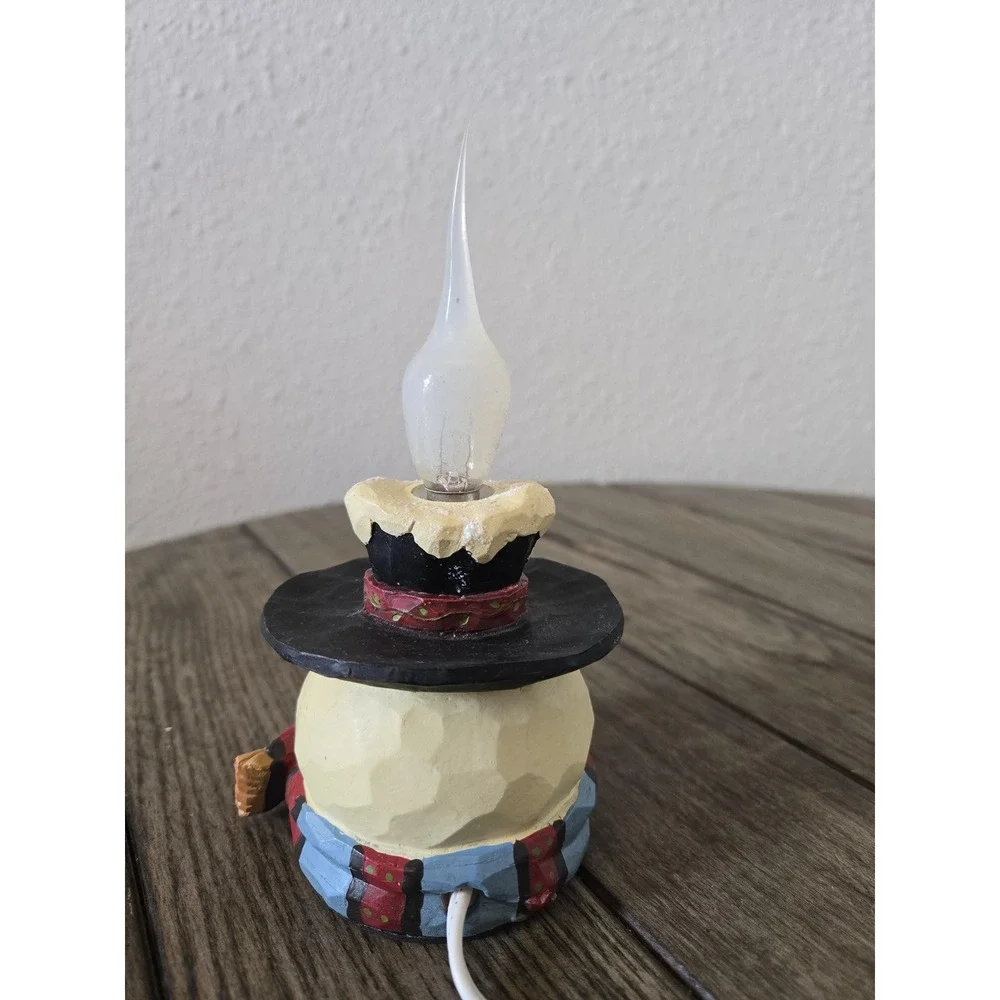 Vintage Crazy Mountain Snowman Night Light Primitive Rustic Christmas Winter